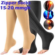 Zip Up Open Toe Compression Calf Support Stockings Women Men Zipper Socks X-Gift