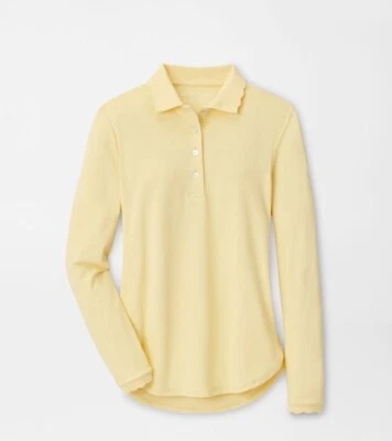 PETER MILLAR WOMENS OPAL LONG SLEEVE STRETCH JERSEY POLO, MORNING SUN, NWT $120