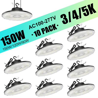 10PACK UFO Led High Bay Light 150W 3000K 4000K 5000K Factory Warehouse Gym Lamp