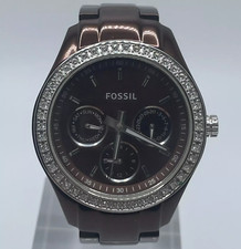 Fossil Stella Watch ES-2949 Womens Day Date 37mm Case Bracelet Band Quartz