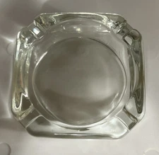 Vintage Deco Square Glass 4 slot Ashtray Cigarette Table 4”