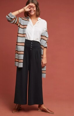 Ett Twa Lucerne Wide Leg Pants Size Small Black Cropped Knit Anthropologie