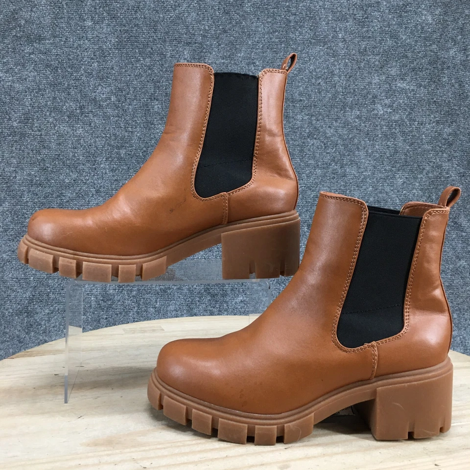 Madden Girl Botas Mujer 8.5 M Tessa Pull On Chelsea Botín Marrón Tacones Foto 2 de 4