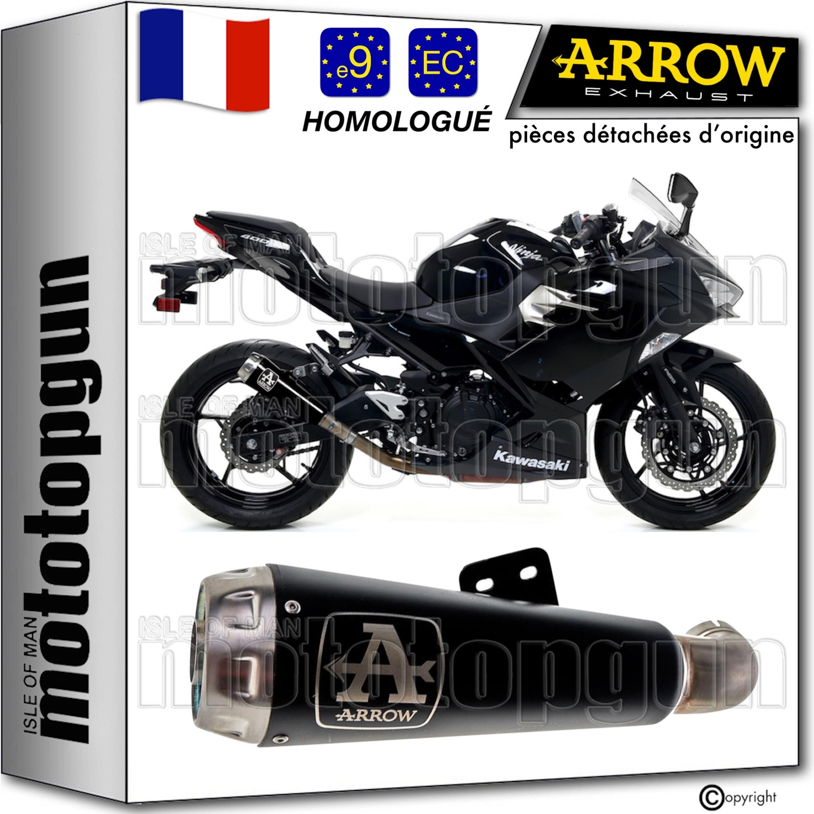 Échappement Arrow Pro-Race noir pour Kawasaki Ninja 400 2020