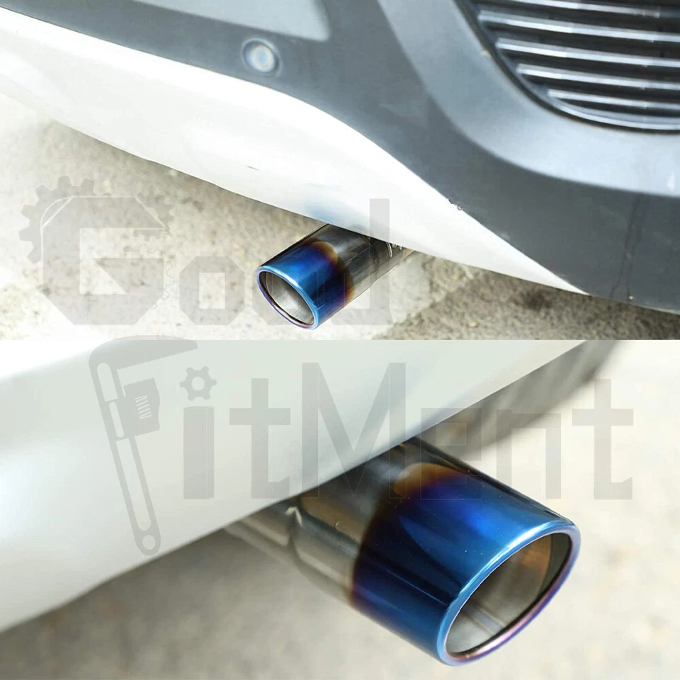 Silenciador de garganta trasero con punta de tubo de escape de coche accesorios de acero inoxidable azul Foto 2 de 4