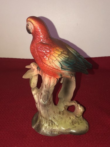 6.5” VINTAGE COLORFUL CHALKWARE PARROT MACOW FIGURE BRINN’S JAPAN EUC - Picture 4 of 10