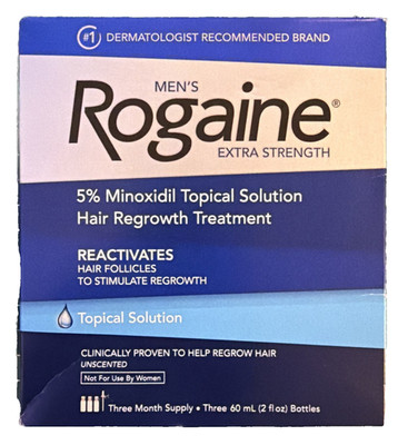 Rogaine Topical Solution Hair Regrowth Treatment for Men - 3 X 60 mL, Exp 6/28