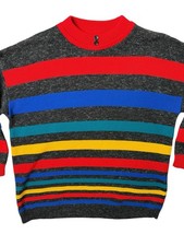 Vintage Capistrano Womens Sweater Colorful Stripes Preppy 1980s 1X