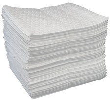 Heavyweight Oil Absorbent Pads - 15" x 20" 50 Count Oil-Only Mat for Spills