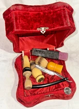 Wade & Butcher Razor, Antique Red Velvet Shaving Kit, Rubberset brush LOT OF 6