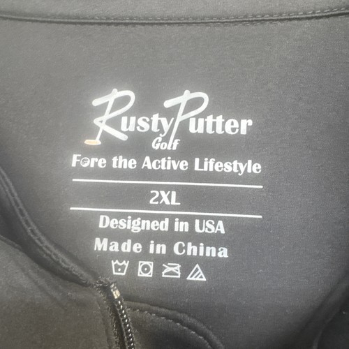 Rusty Putter golf 1/2 zip windbreaker black performance upf 50+ men’s 2xl - 第 2/8 張圖片