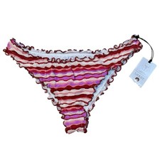 Shade  Shore Multicolor Ruffle High Leg Extra Cheeky Bikini Bottom Small New