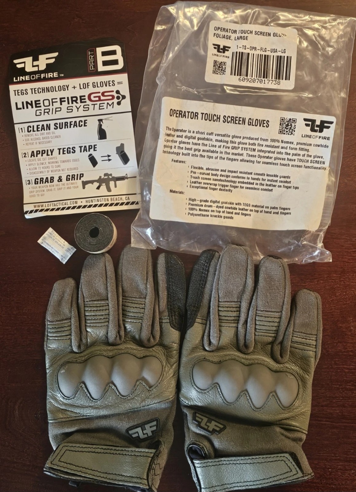 Brand New Line of Fire Operator Touch Screen Gloves Size Large Foliage SOF SEAL