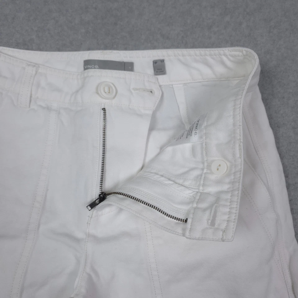 Pantalones Vince para mujer 2 blancos mezcla de lino pierna ancha costero preppy sarga informal Foto 4 de 4