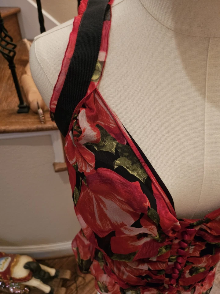 Блузка Dolce Gabbana шелковая с цветочным принтом - Изображение 3 из 4