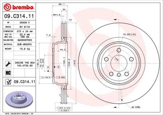 2X Bremsscheibe Hinten Brembo 09C31411 FÜR Bmw-image