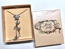 Kirks Folly Silver Angel AB Crystal Dangle Star 18” Pendant Necklace- Signed