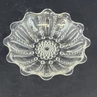 Clear Glass Hobnail Serving Bowl Scalloped Edge 6.5" Round Candy Dish Vintage