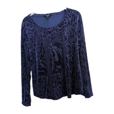 Simply Vera Wang Womens Top L Purple Velvet Burnout Whimsigoth Fairygrunge