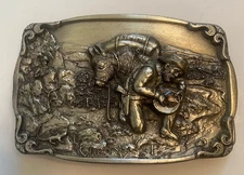 Prospector Gold Panner Vintage Belt Buckle | 1984 | Bergamot Brass Works