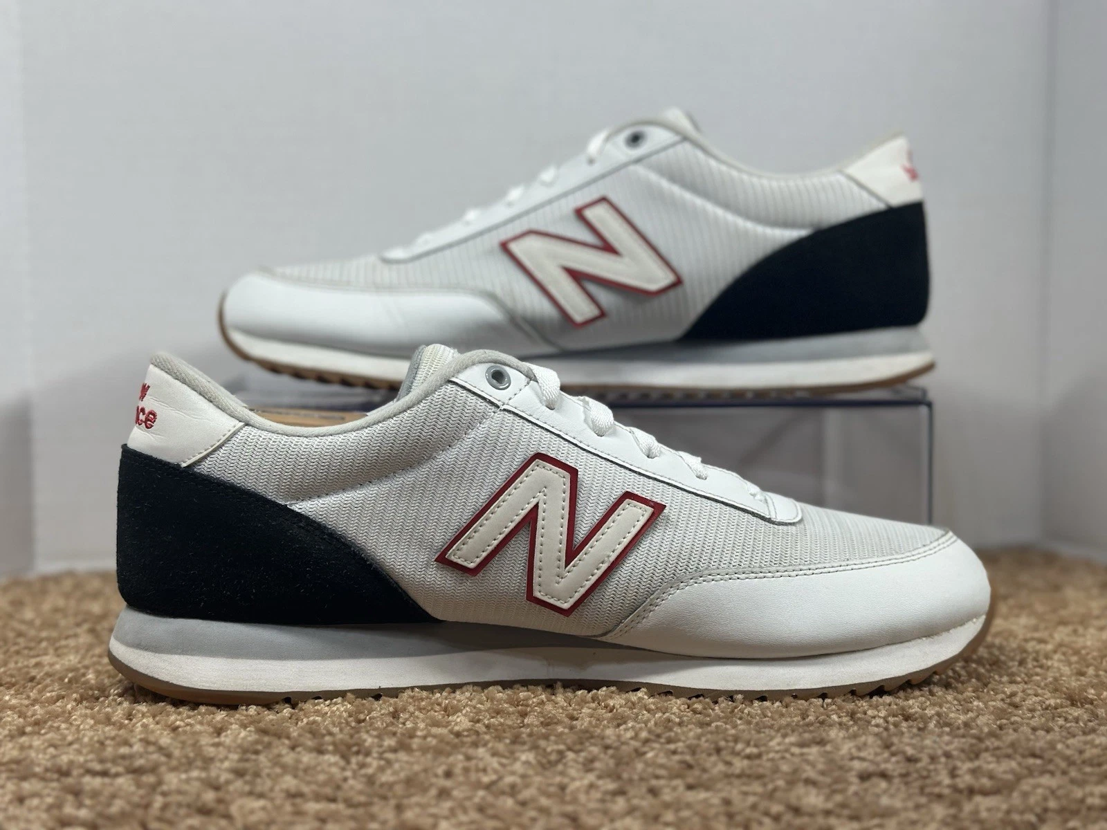 NEW BALANCE 501 Classics Gum Ripple Casual Bianco Nero Sneakers Uomo Taglia 12D