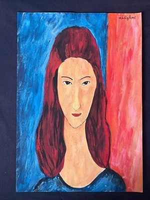amedeo modigliani drawing and painting on old paper signed stamped vintage