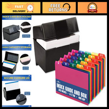 Index Card Box 3x5 Inch - 400 Capacity Holder with A-Z Guide Set Tabs