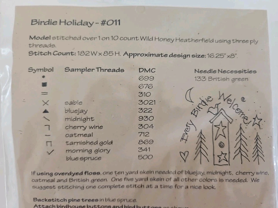 Lizzie☆Kate BIRDIE HOLIDAY Birdhouse Counted Cross Stitch Pattern & Wreath #011 - Image 4 of 4