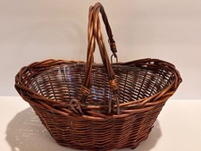 Rattan Basket Double Swing Handles 12  w/ Plastic Liner