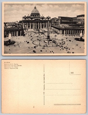 Roma Basilica San Pietro Plaza Postcard