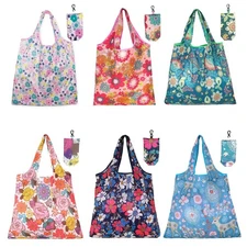 6 PCS Reusable Shopping Bags, Foldable, Washable, Waterproof Pouch, Tote,Grocery