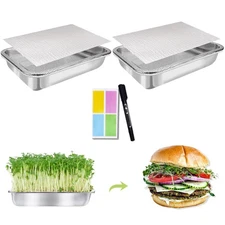 Stainless Steel Sprouts Growing Kit 2-Tier 10.4 inch Trays, Microgreens Growi...