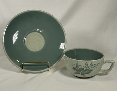 4 Vintage Royal Copenhagen Nils Cups and Saucers Denmark Green
