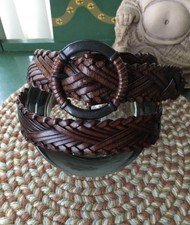 Gap braided Woven leather belt Adjustable Small Brown