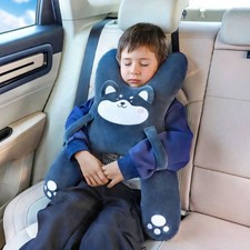 Kids Car Pillow H-Shaped Travel Neck Support Seat Belt Animal Cartoon