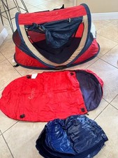 KidCo PeaPod Portable Travel Bed  Storage Bag Outdoor Lightweight Red and Navy