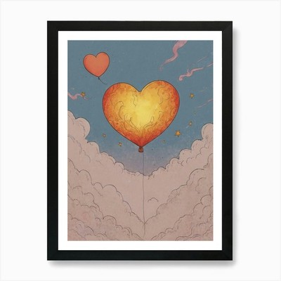 Heart Balloon In The Sky 1 Art Prin Framed Wall Art Poster Canvas Print Picture