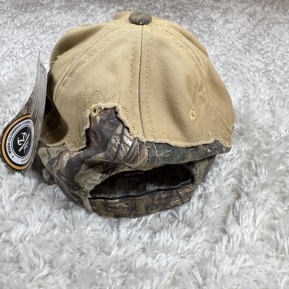 Gorra Mark Chesnutt con correa trasera para hombre caqui camuflaje Realtree cuello rojo envejecido Foto 4 de 4