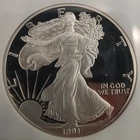 1991-S  PROOF  AMERICAN SILVER EAGLE  TDCS  PR70  DCAM