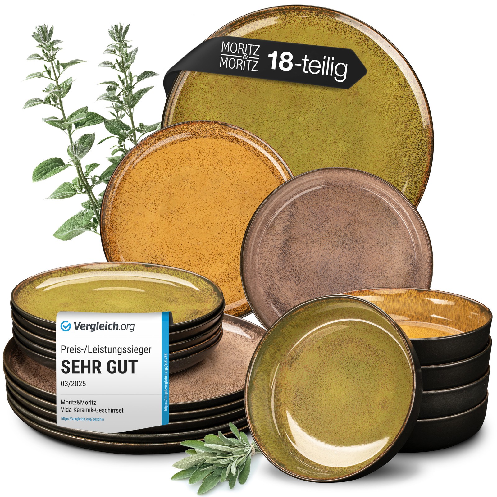 Moritz & Moritz 36tlg Tafel Service Vintage Geschirr Set Digital