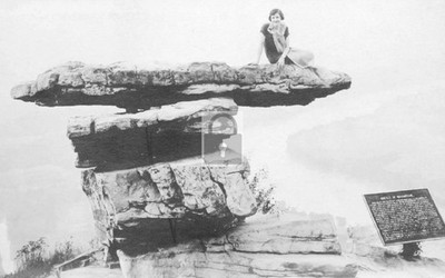 Woman On Umbrella Rock Chattanooga Tennessee TN - Reprint