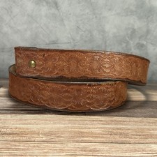 Vintage Brown Leather Belt Mens 41 Tooled Leather Western 39"-43" Waist 1970s