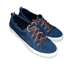 Sperry Top Siders Boat Shoes Women's Size 8 Blue Leather Low Top Lace Up Casual