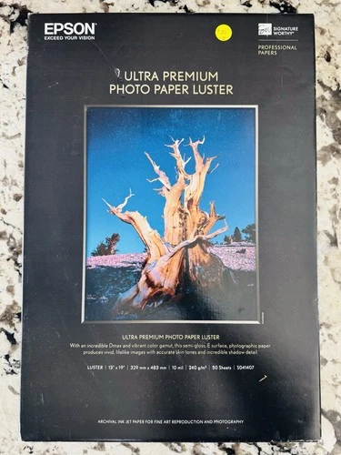 NEW! Sealed Epson Ultra Premium Photo Paper - Luster 50 Sheets S041407 13”x19”