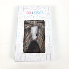 Ava  Kings Toddler Boys Red Black Plaid Elastic Suspenders  Bow Tie Set