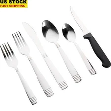 55 Pc Flatware Set Stainless Steel Service Eight Kitchen Utensils Dining Cutlery