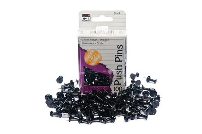 Push Pins, Black, 100-Pack (200-BK)