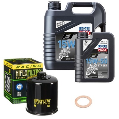 HiFlo Ölfilter Set LM 15W-50 Street 5L für Yamaha XV 1700 Road Star Warrior 2003