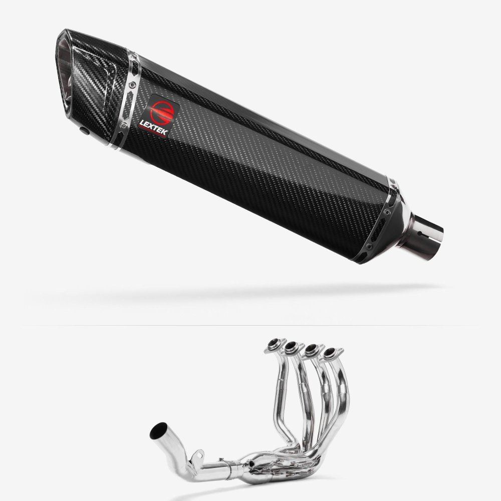 Lextek SP7C Gloss Carbon Fibre Exhaust System 400mm for Kawasaki Z800 (13-16)