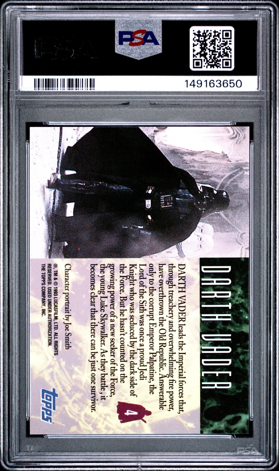 1993 Star Wars Galaxy #4 Darth Vader PSA 10 Low Pop view 2